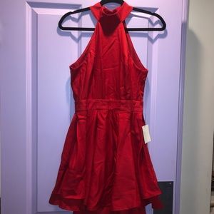 Bright Red Choker Skater Dress